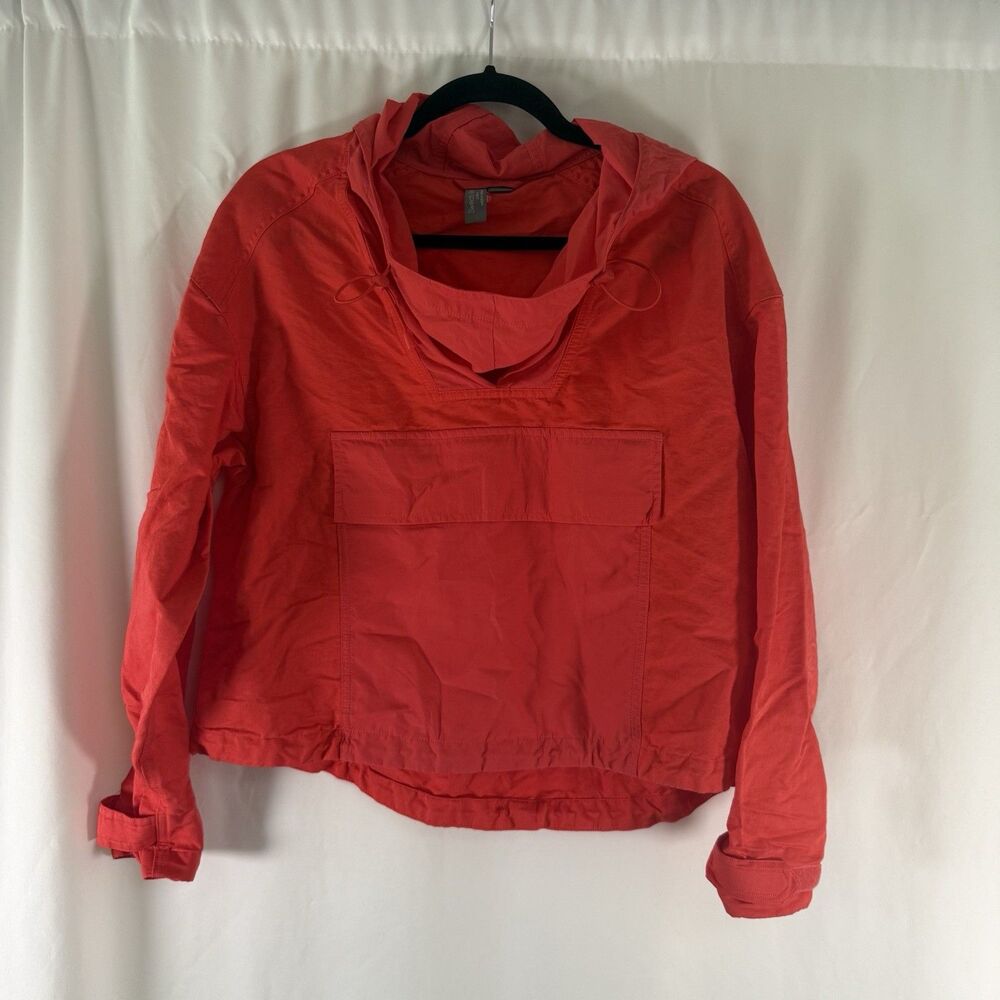 Sweaty Betty Jacket Women's 6 Pink Cropped Linen Blend Hooded Pockets Pullover